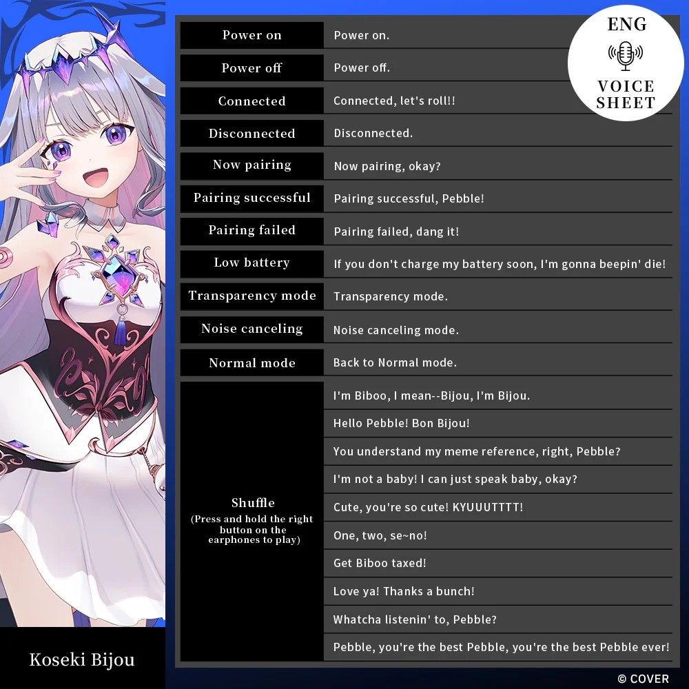 Hololive English Advent × AVIOT Wireless Earbuds with English Voice Guidance PSL