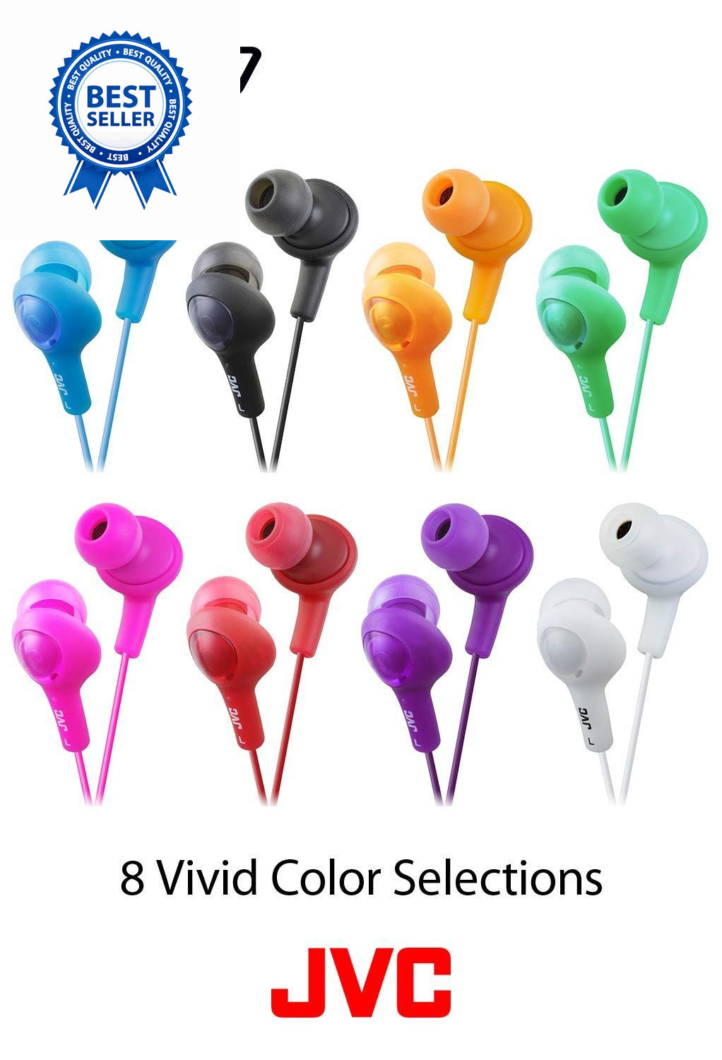 JVC HAFX5R Gumy Plus Inner Ear Headphones (Red) One Size, Raspberry Red