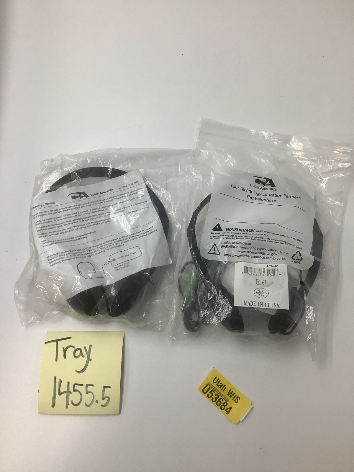 QTY 2 Cyber Acoustics Genuine ACM Stereo Headphones ACM-70 35mm Plug PC/Audio