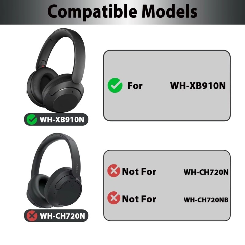 Protein Leather Earpads For WH-XB910 XB910N Headphones Lightweight
