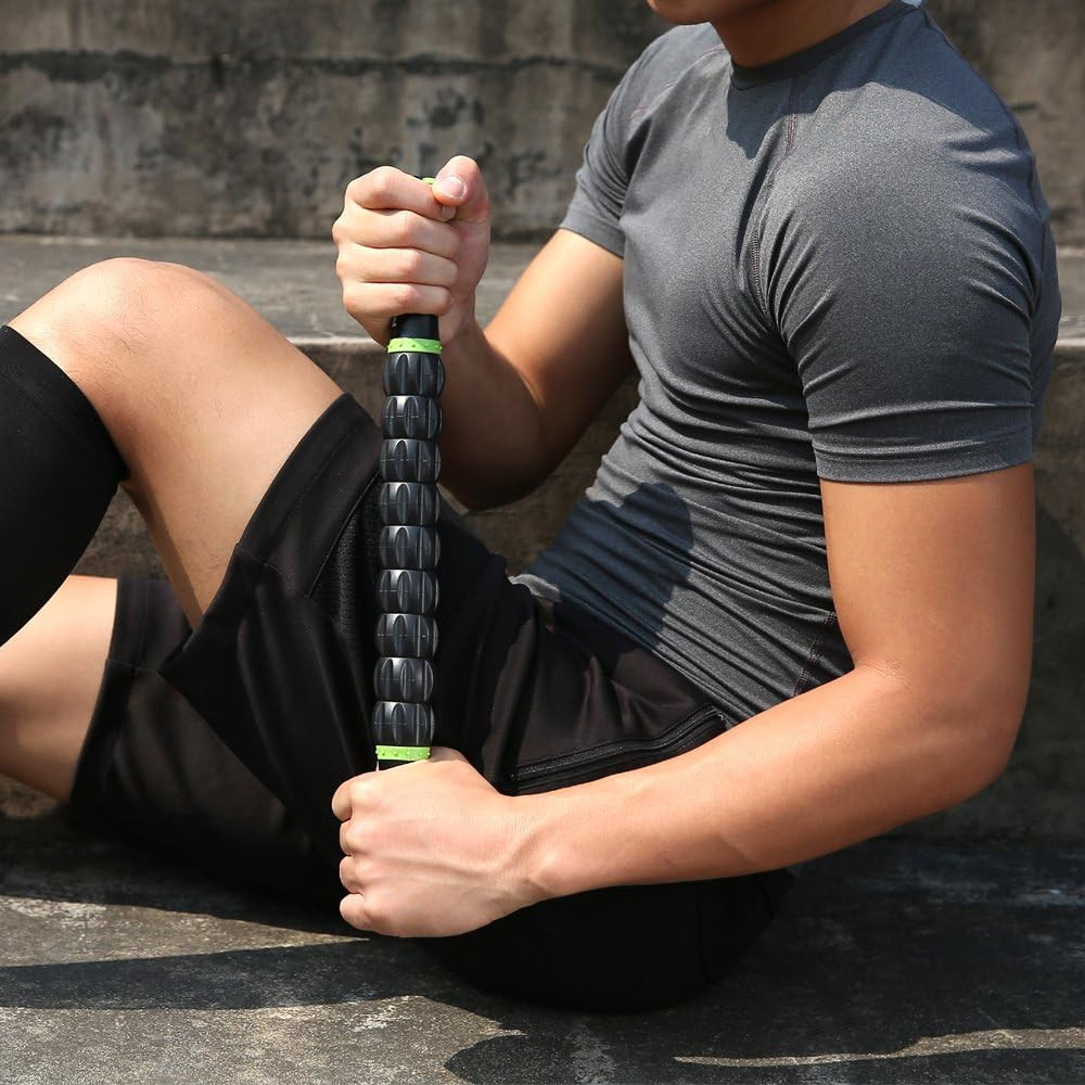 Rodillo De Masaje Muscular Para Atletas Herramientas Masaje Corporal Negro Verde