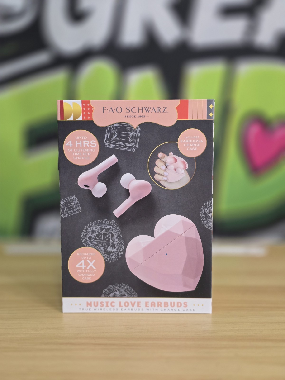 FAO Schwarz Music Love True Wireless In-Ear Earbuds, Heart Charging Case Pink