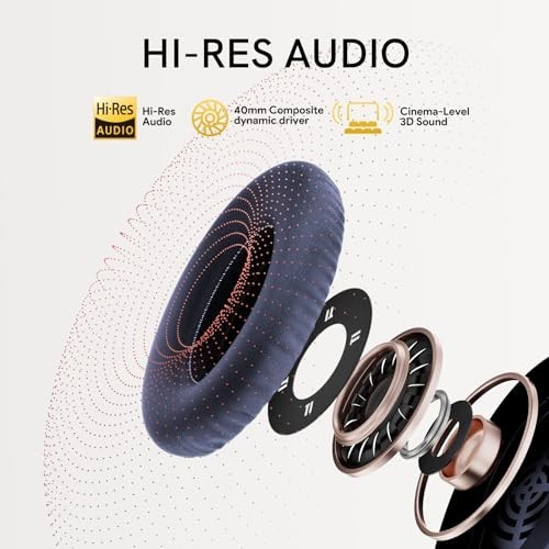 Active Noise Cancelling Bluetooth Headphones, 60H Playback, Hi-Res Audio, Custom