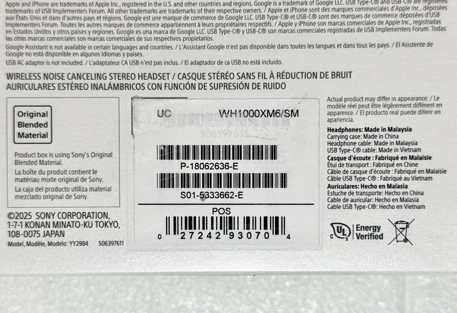 SONY WH-1000XM6 Best Wireless Noise Canceling Headphones – Platinum Silver – NEW