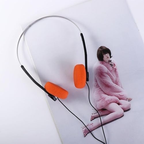 Orange Retro Over-Ear Headphones,Wired Stereo Headphones,Headphone,Lightweigh…