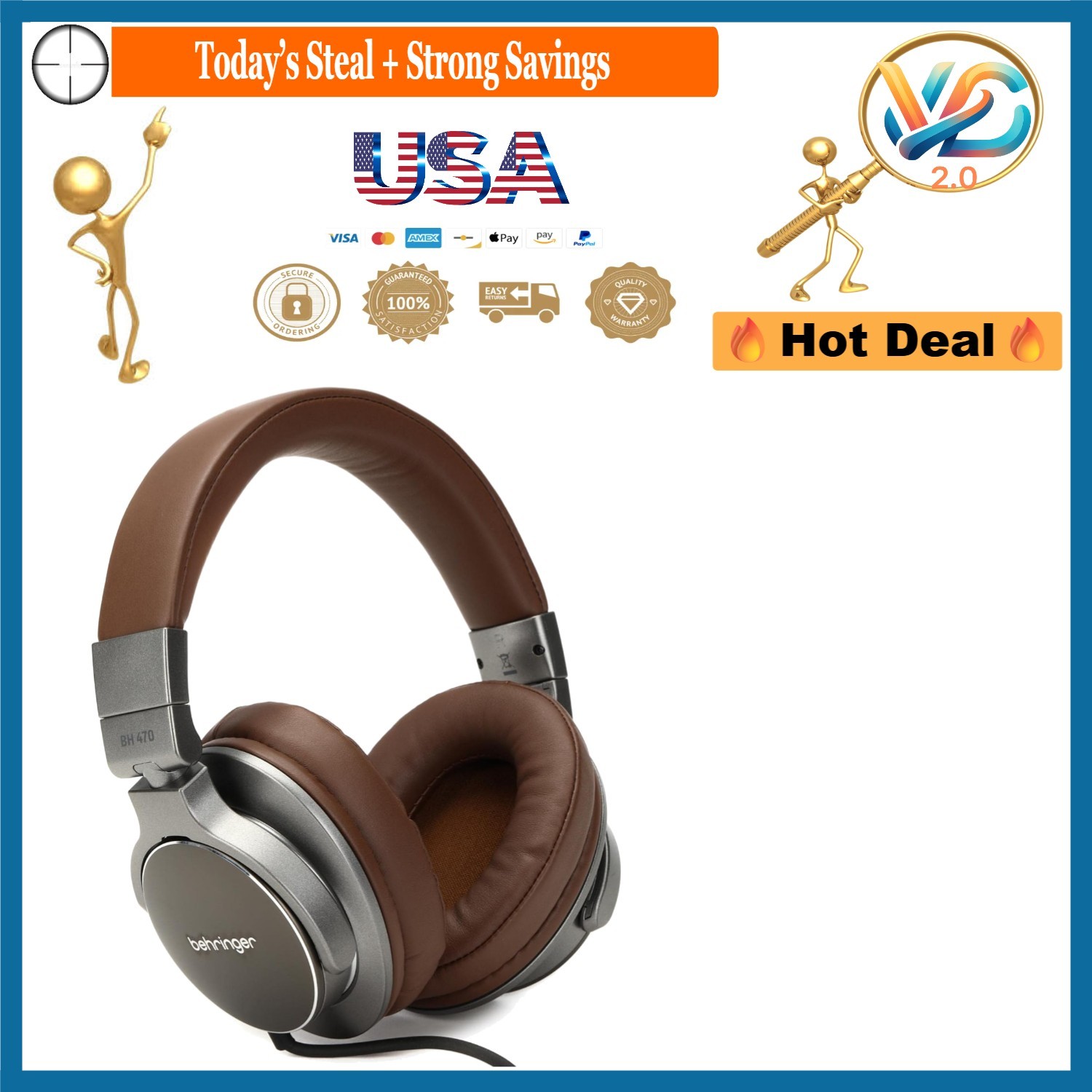 BH 470 Studio Monitoring Headphones Built-in Media On Ear Brown