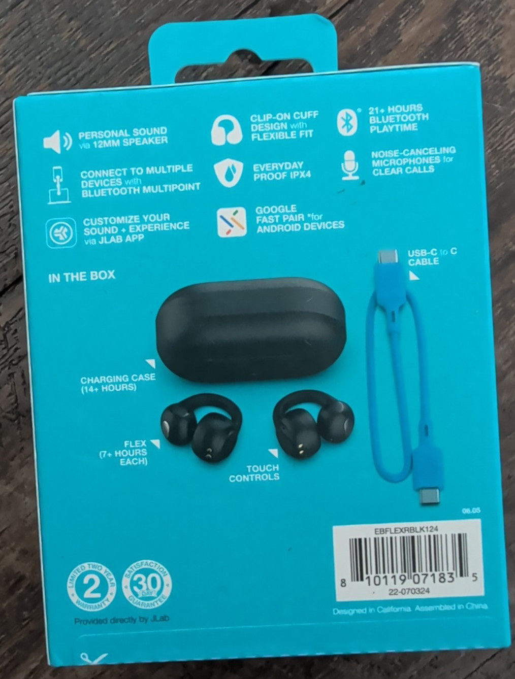 JLab Flex Open Earbuds Bluetooth Wireless Air Conduction NEW Retail Box