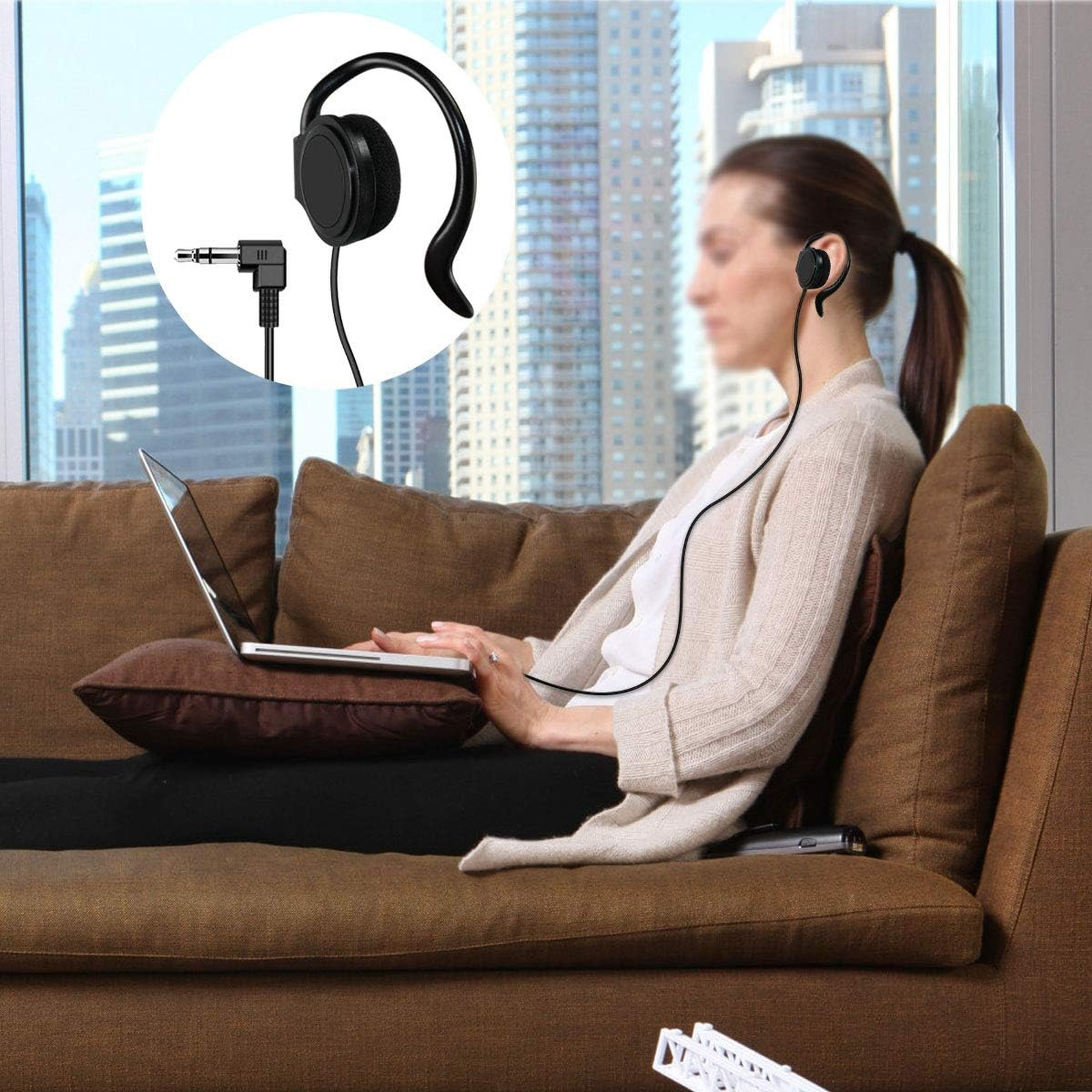 Single Earphone Earbud 3.5mm Audio Jack for Talk Radio Podcasts MP3 MP4 Laptop