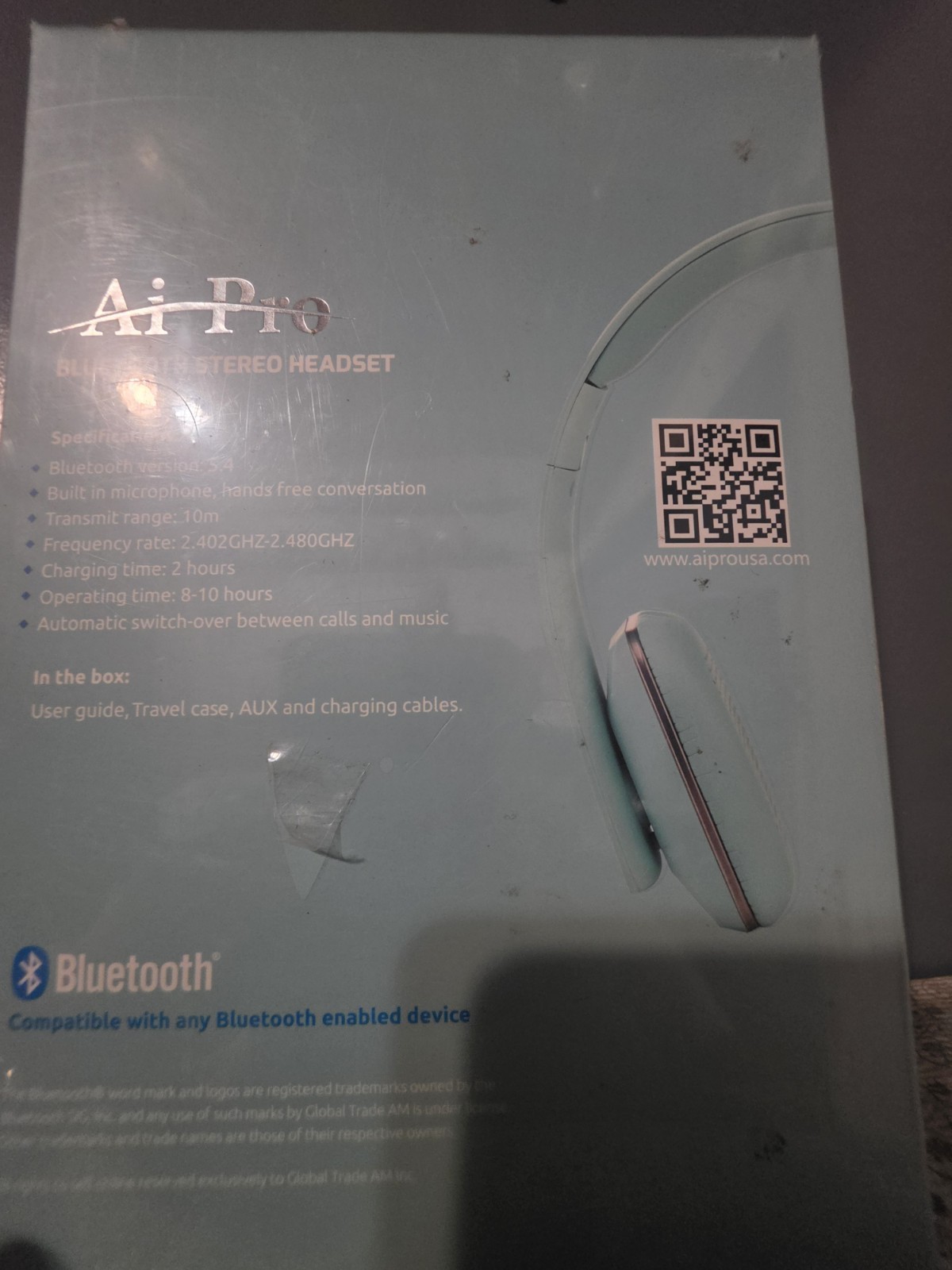 **REDUCED*AiPro-200 Plus Dual Bluetooth Stereo Headphones Mint Wireless Headset