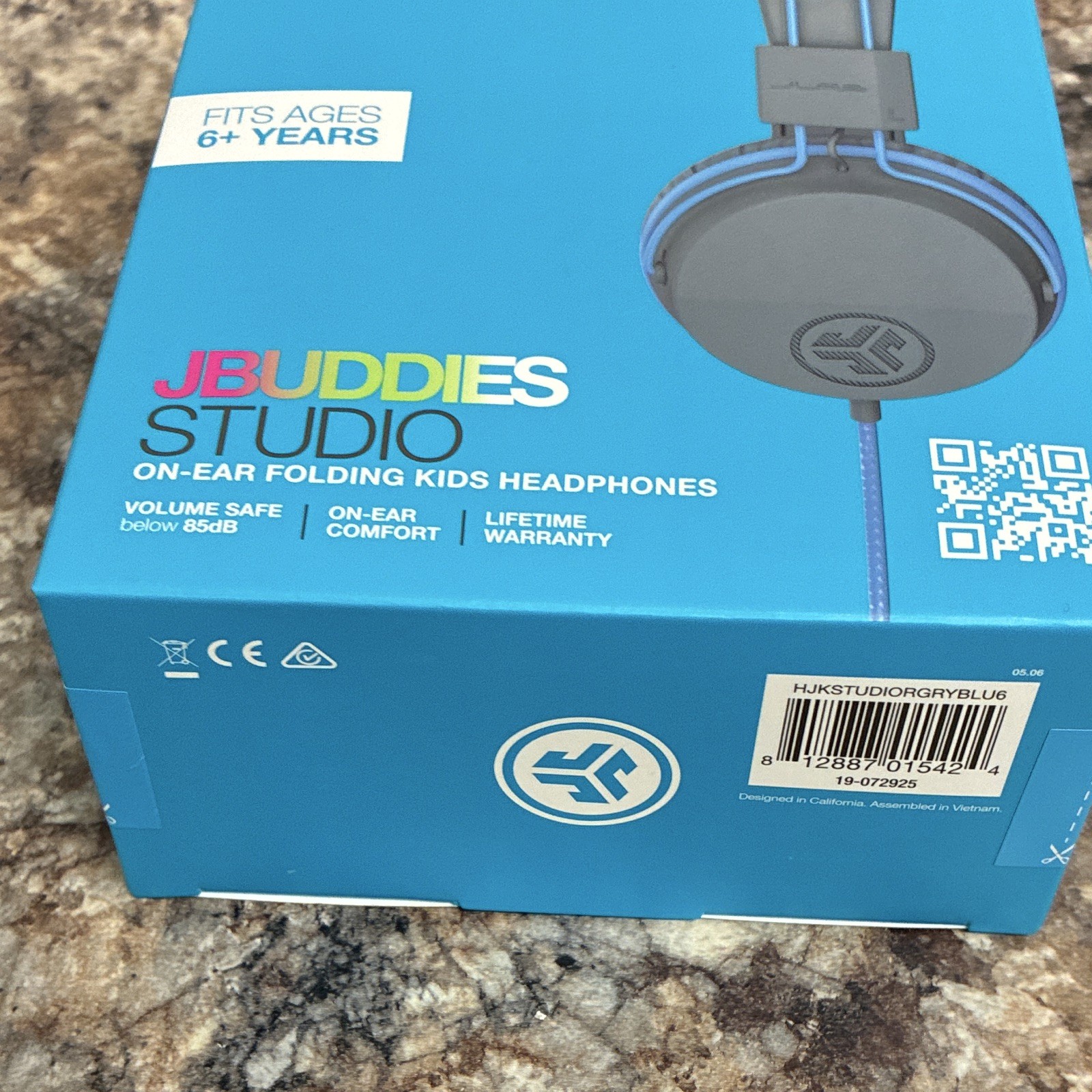 JLab JBuddies Studio On-Ear Foldable Volume-Limited Mic 3.5mm Gray/Blue