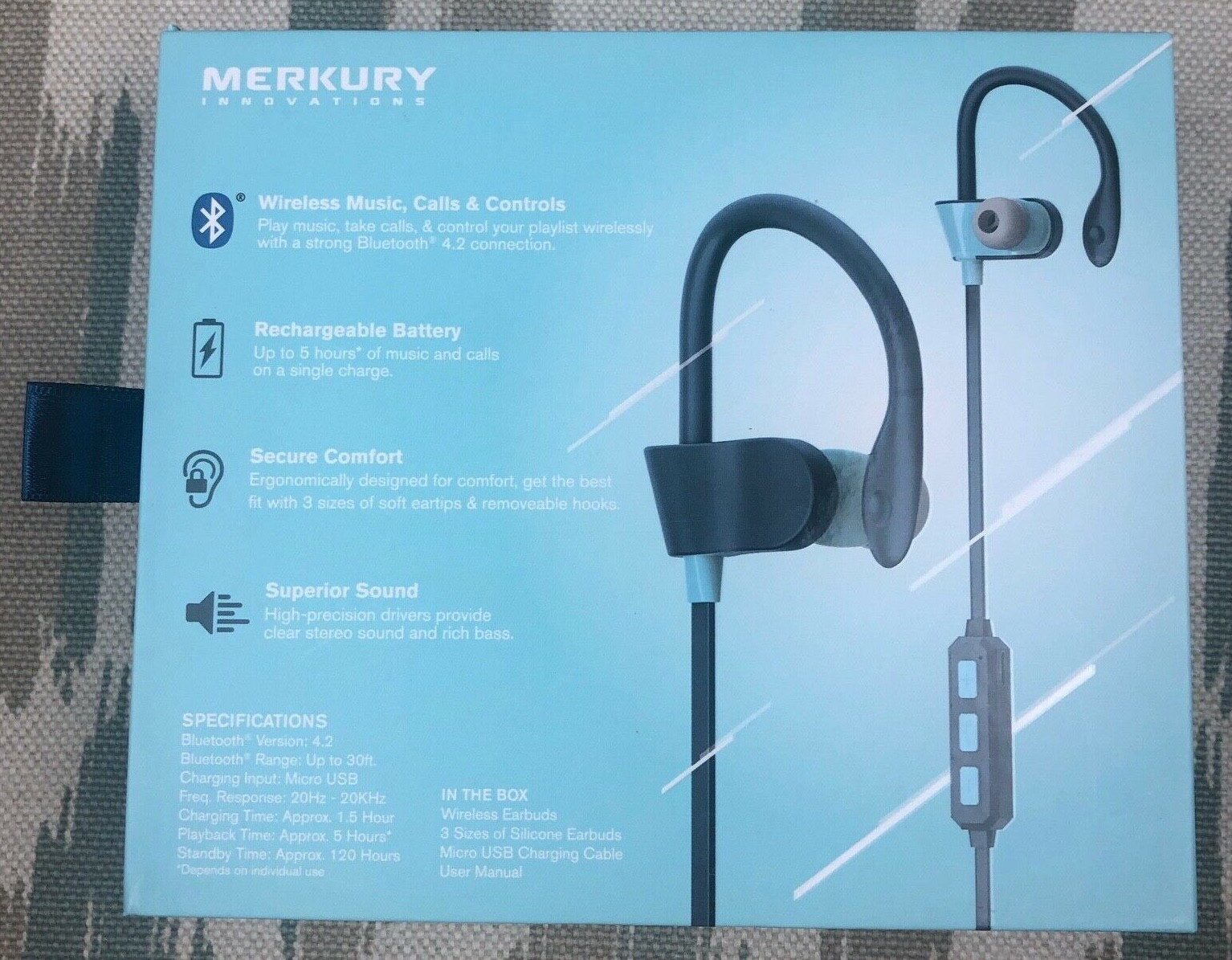 Merkury Innovations Propel Sport Bluetooth 4.2 Wireless Earbuds Black and Blue