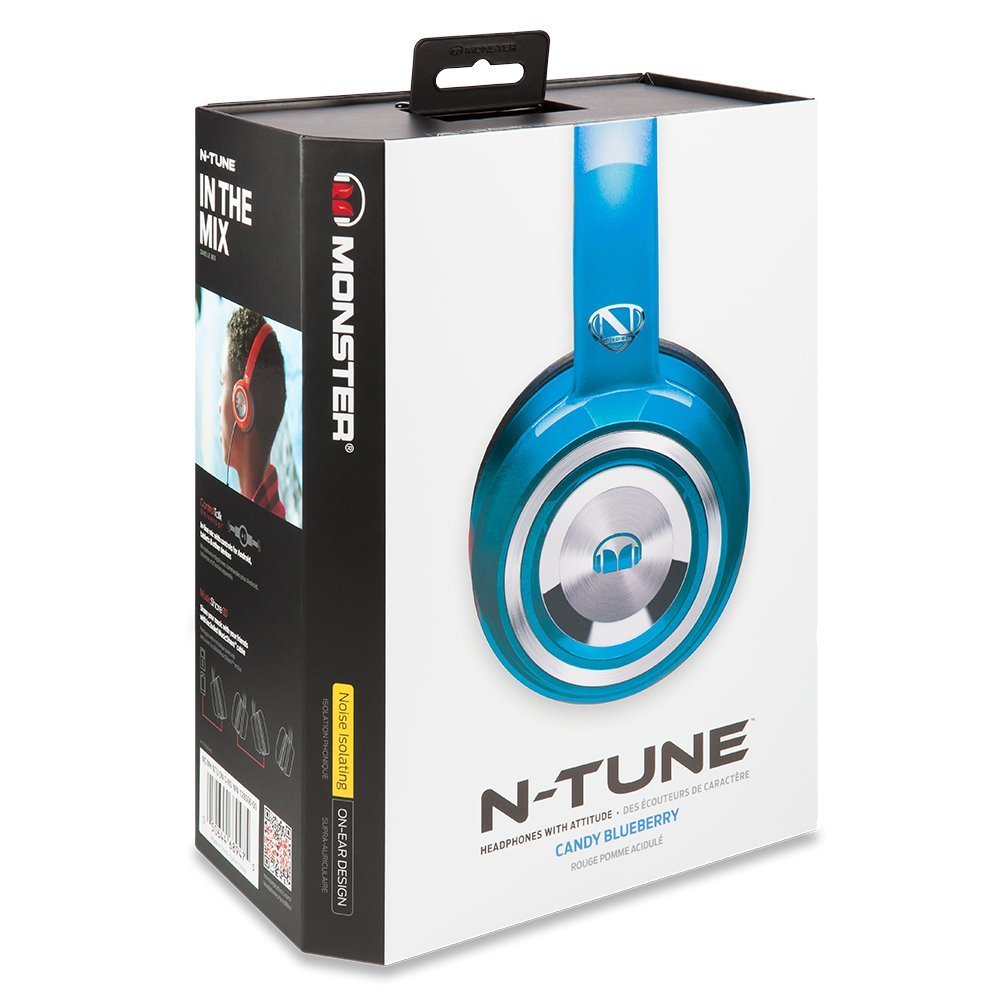 Brand New Monster N-Tune HD Colour It Loud On-Ear Headphones Blue 128521-00