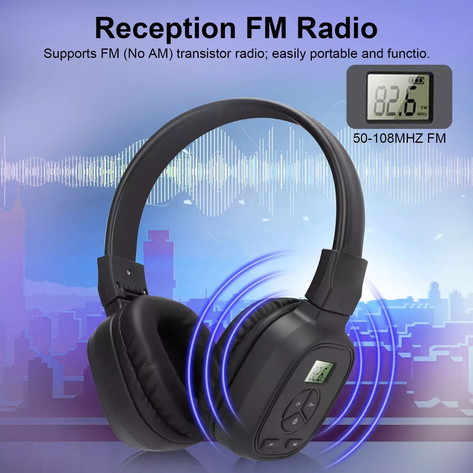 New Portable Wireless FM Radio Headset With customizability Fit 2 AAA batteries