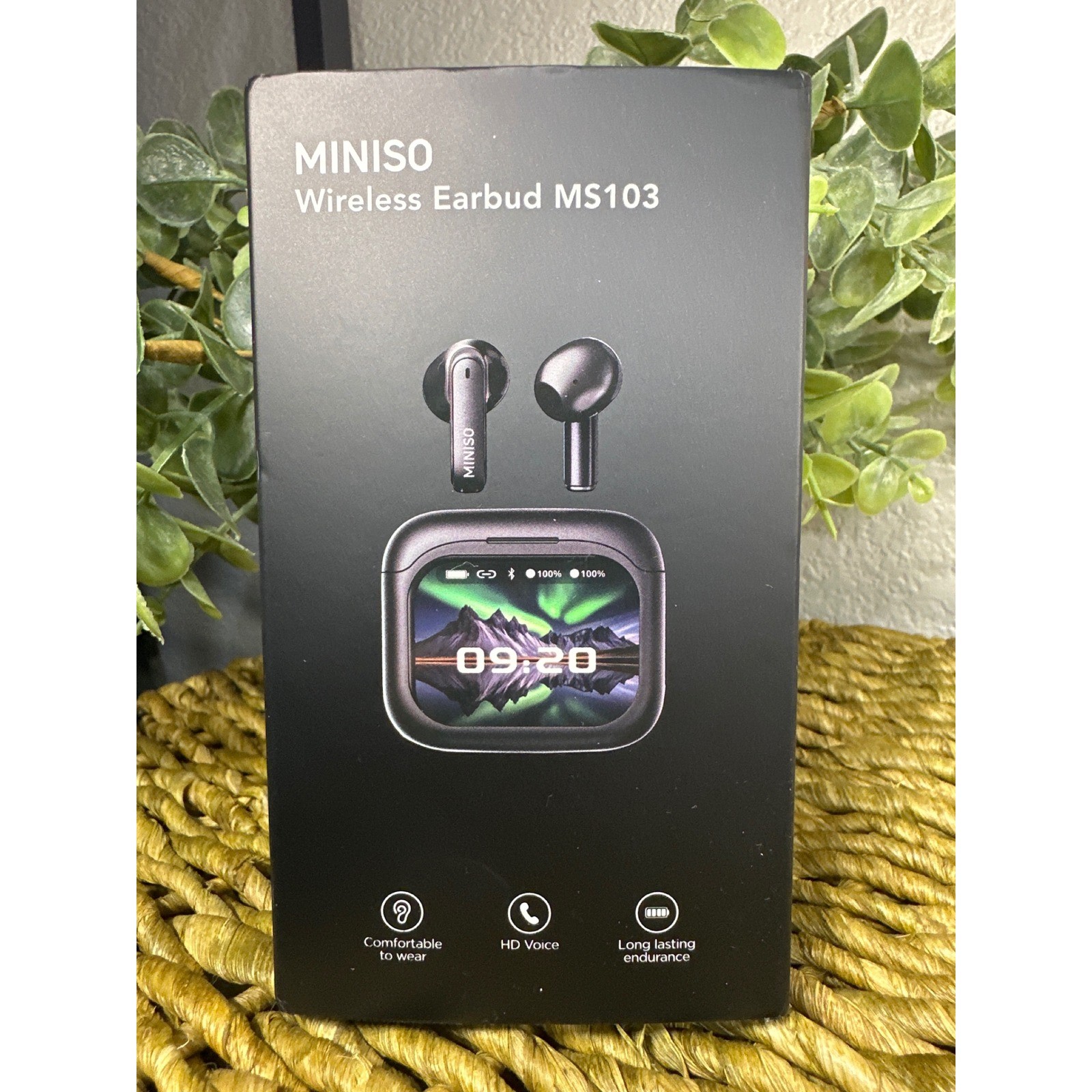 Miniso MS103 Wireless Earbuds Black Bluetooth V6.0 HD Voice Digital Display Case