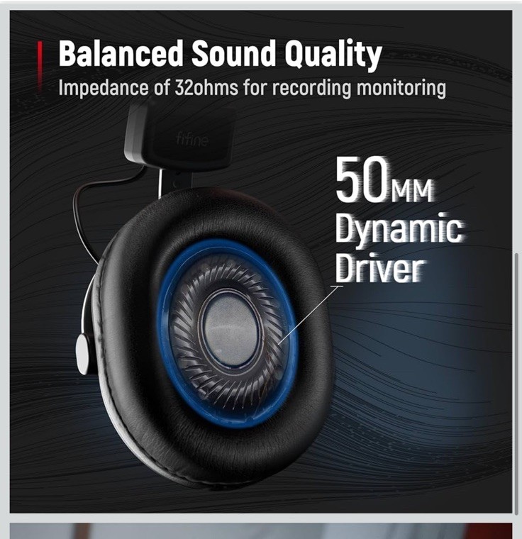 Studio Monitor Headphones FIFINE H8 Black 50mm Driver FAST SHIPPING