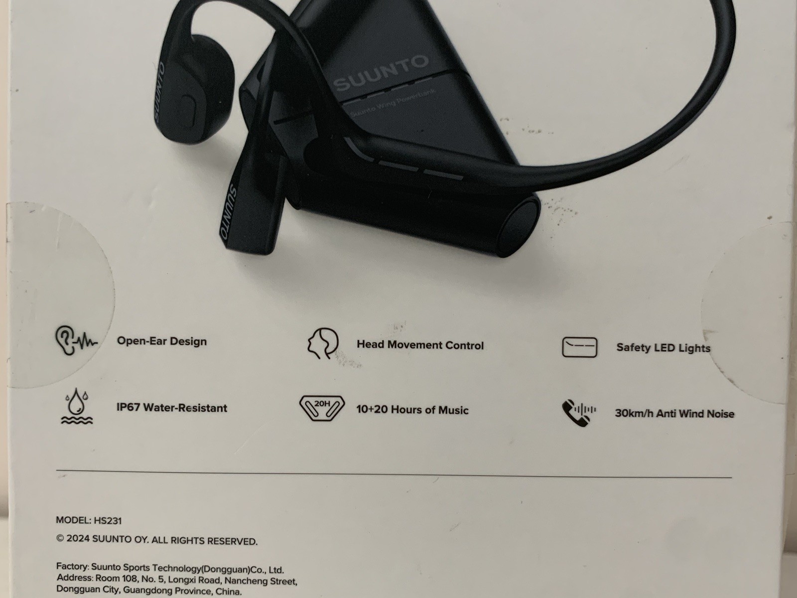 Suunto Wing Open-Ear Headphones Bone Conduction Tech Black Open Box