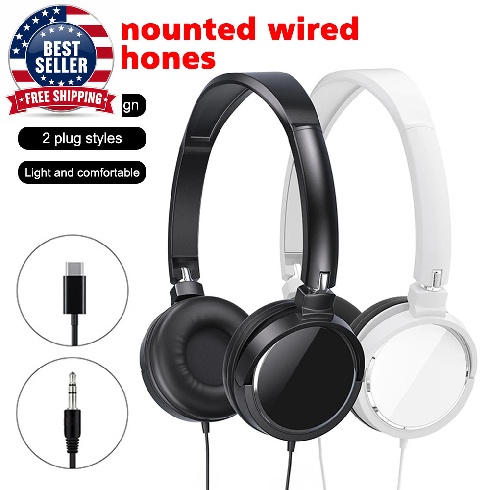 New 3.5Mm/Type-C Plug Wired Headphones Foldable Headphones Bass Stereo Fashion M
