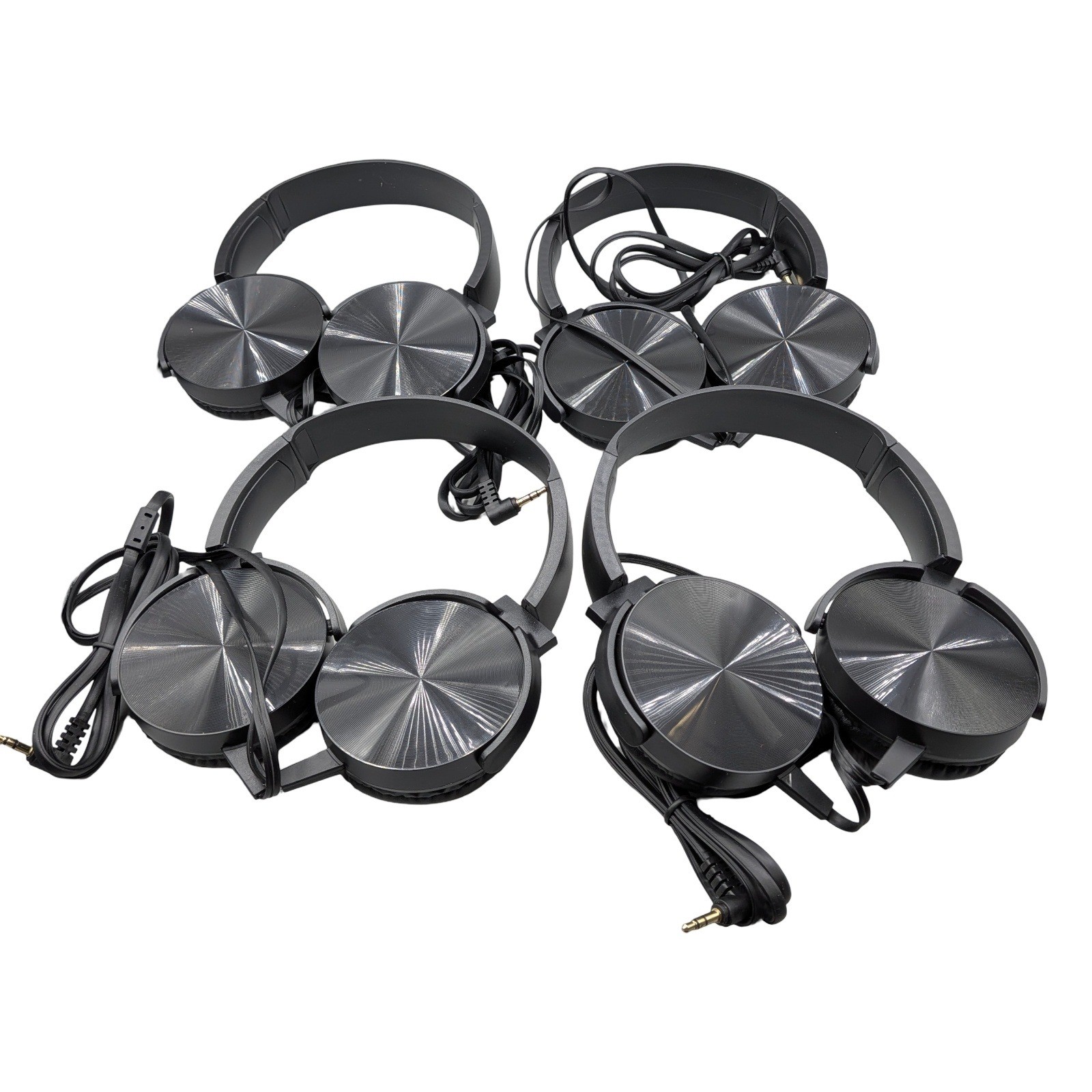 Lot of 4 Unbranded Wired cushioned On-Ear Headphones Black 3.5mm Jack