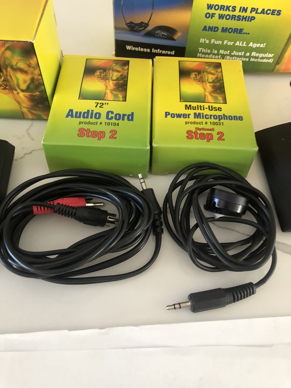 2 Sets Of TV Ears+ Sound Booster Headphones 95 KHz 2 Charging Bases-Cord-Plugs