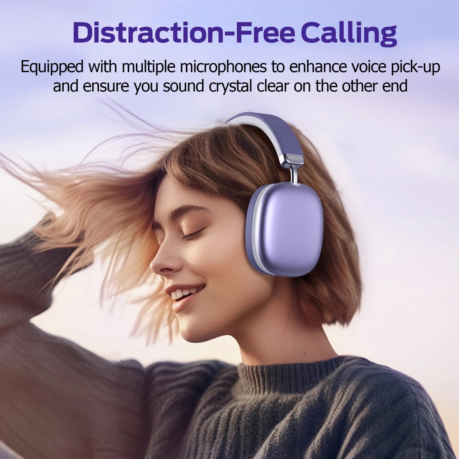 VEAT00L BT1632 Bluetooth Headphones Over Ear, 65Hrs Playtime Wireless Headphones