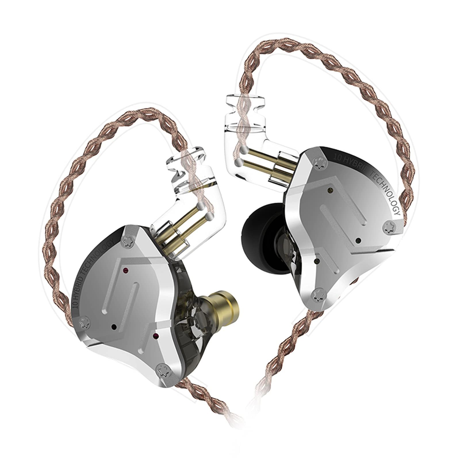 4BA+1DD Hybrid Driver IEM Earphones, HiFi Gaming Earbuds, Stainless Steel Facepl