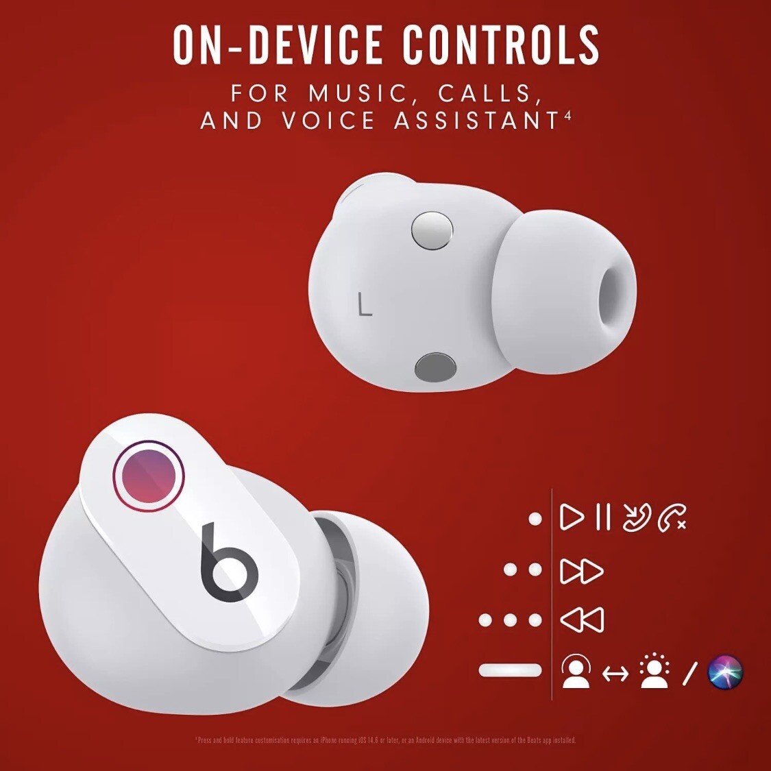 Beats Studio Buds True Wireless Noise Cancelling Earphones White MJ4Y3LL/A NEW