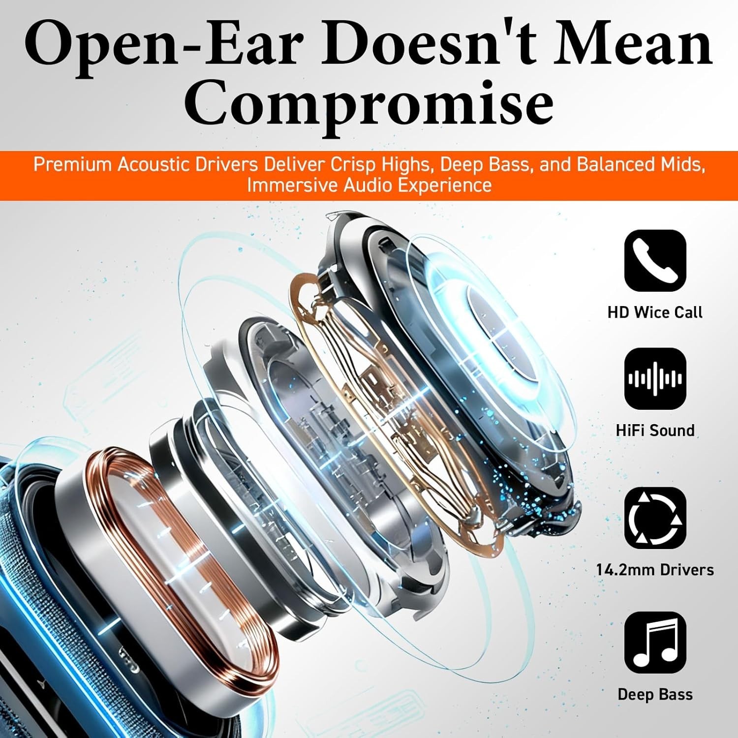 35H Playtime Bluetooth Open Ear Headphones – Sweat & Water Resistant – Black