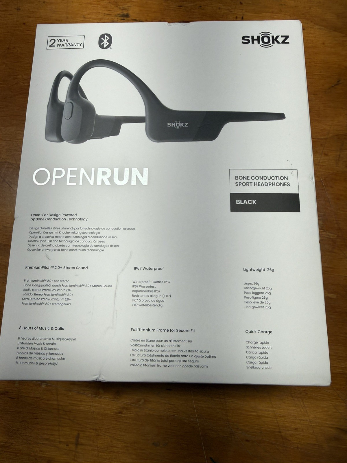 Shokz OpenRun Bone Conduction Open-Ear Endurance Headphones – Black (S803)