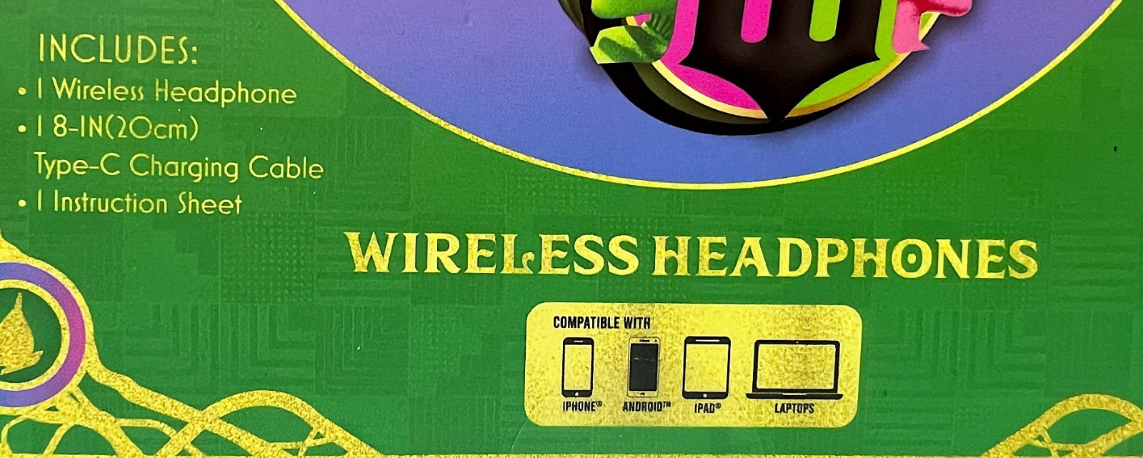 Wicked Wireless Headphones w/ Built-In Mic Ages 13+ w/ Charging Cable Brand New