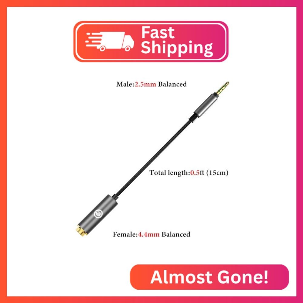 GEEKRIA 2.5mm TRRS Balanced Male to 4.4mm Balanced Female Adapter Cable, 5-Pole