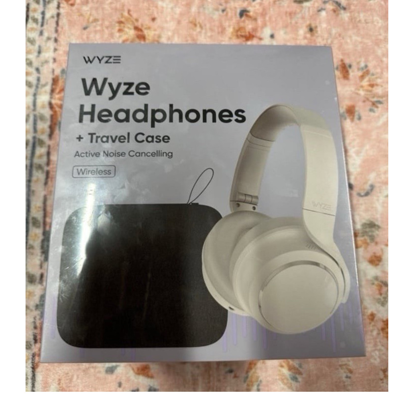Wyze Wireless Headphones White Noise Cancelling Alexa Built-in Travel Case