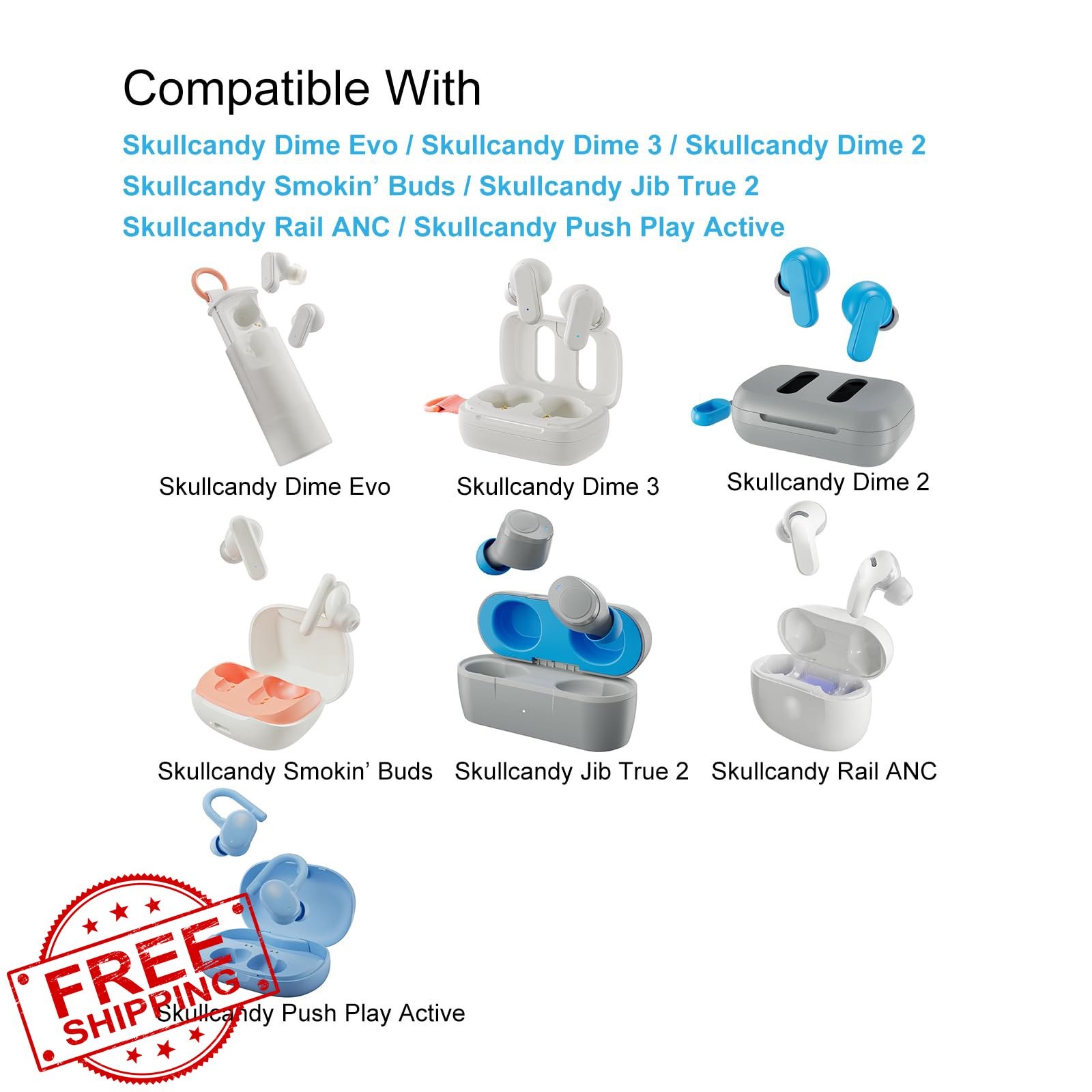Klowcok Skullcandy Dime Evo Eartips White 9 Pair
