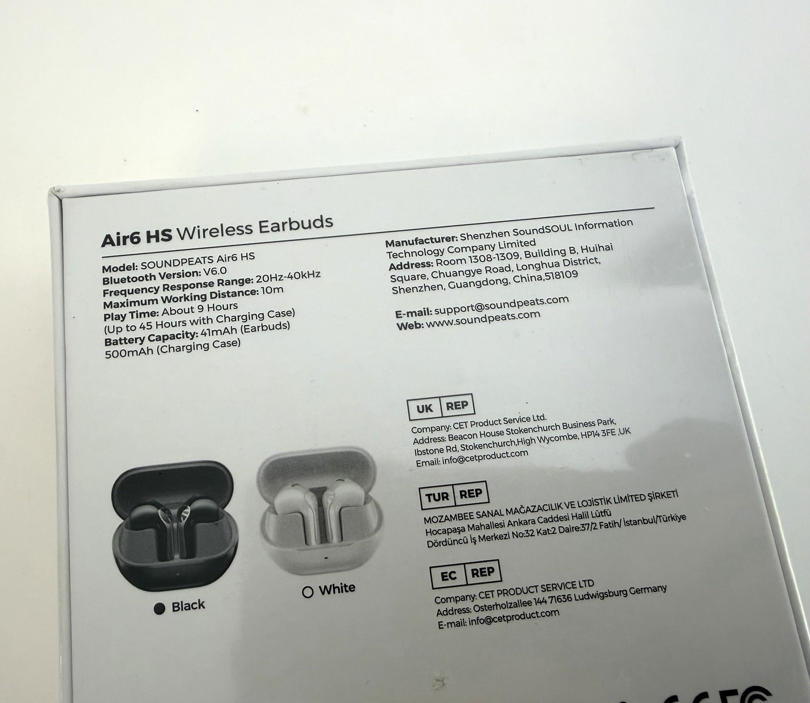 SoundPeats Air6 HS Wireless Earbuds Black Color