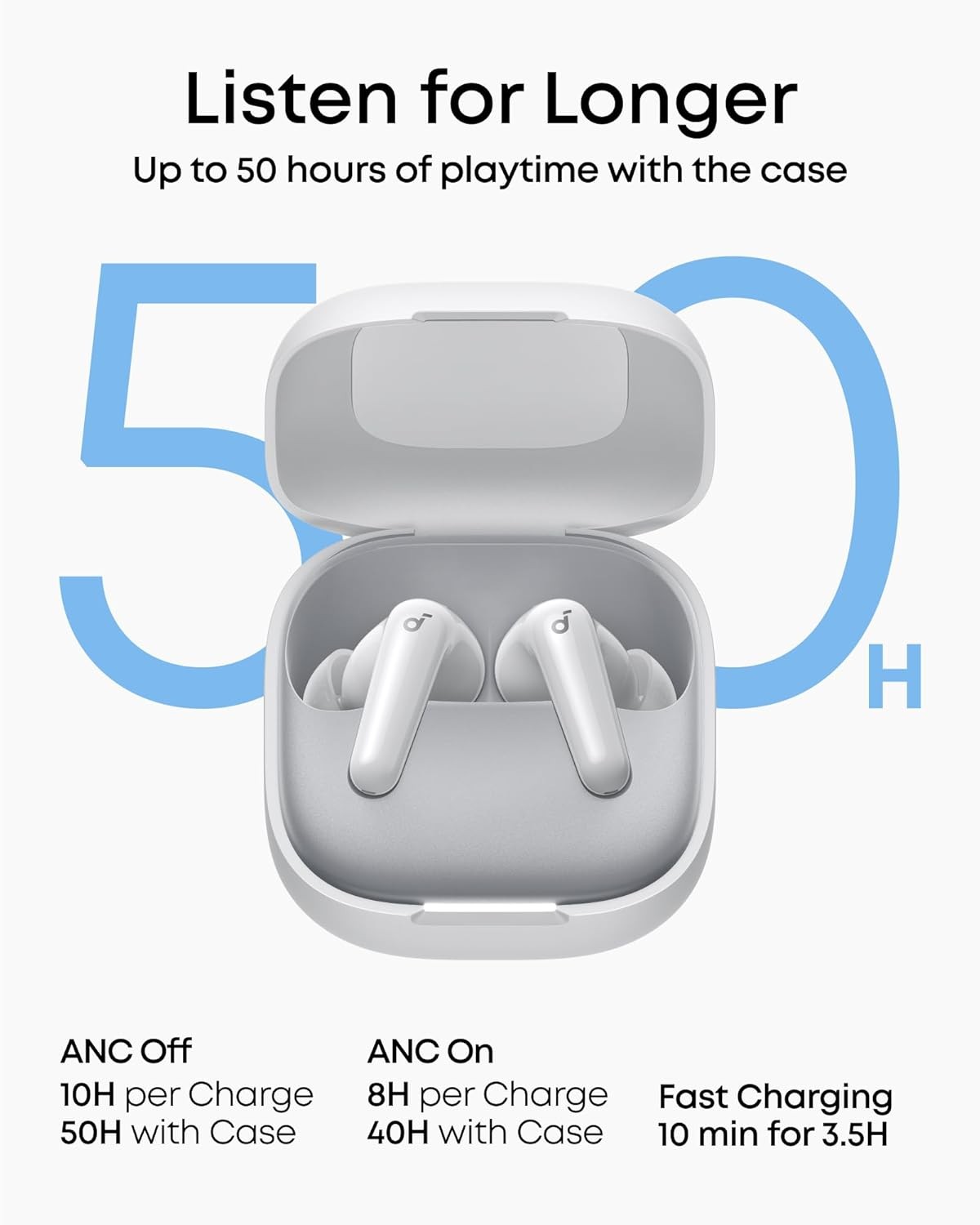 soundcore P31i Wireless Earbuds – Hi-Res Audio, Adaptive Noise Cancelling–White