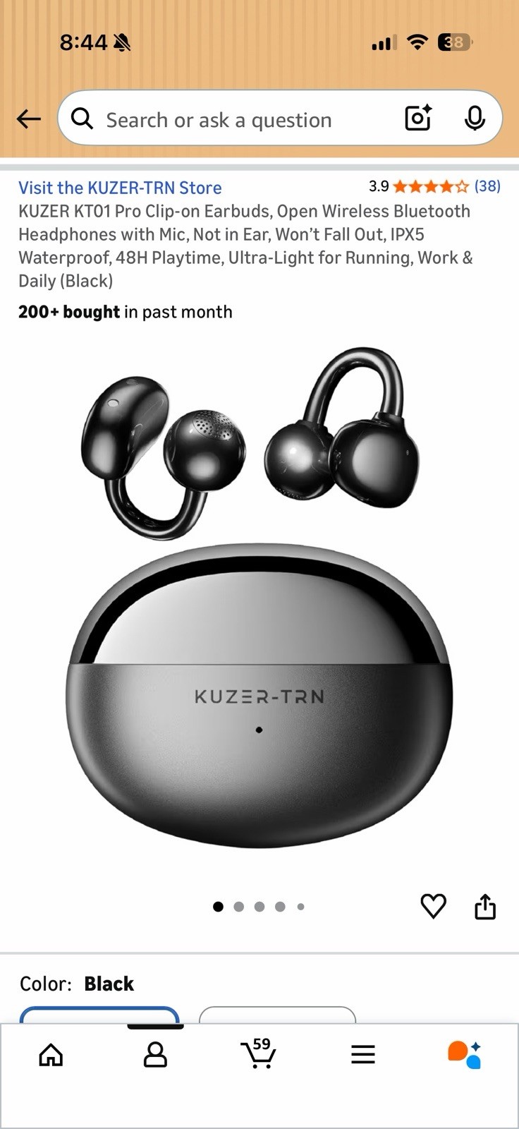KUZER KT01 Pro Clip-on Earbuds, Open Wireless Bluetooth Headphones with Mic