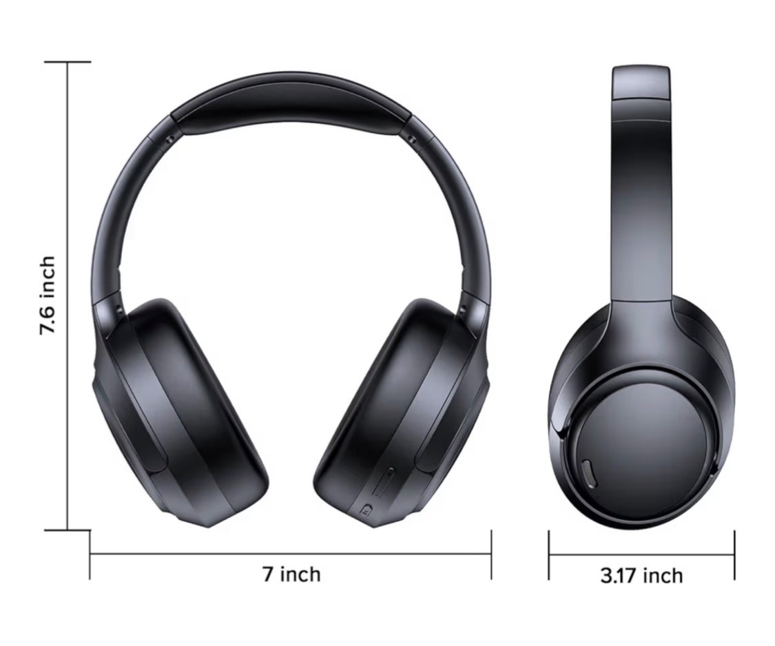 Hybrid Active Noise Cancelling Headphones 120H Long Playtime, 6 ENC Mic, Wireles