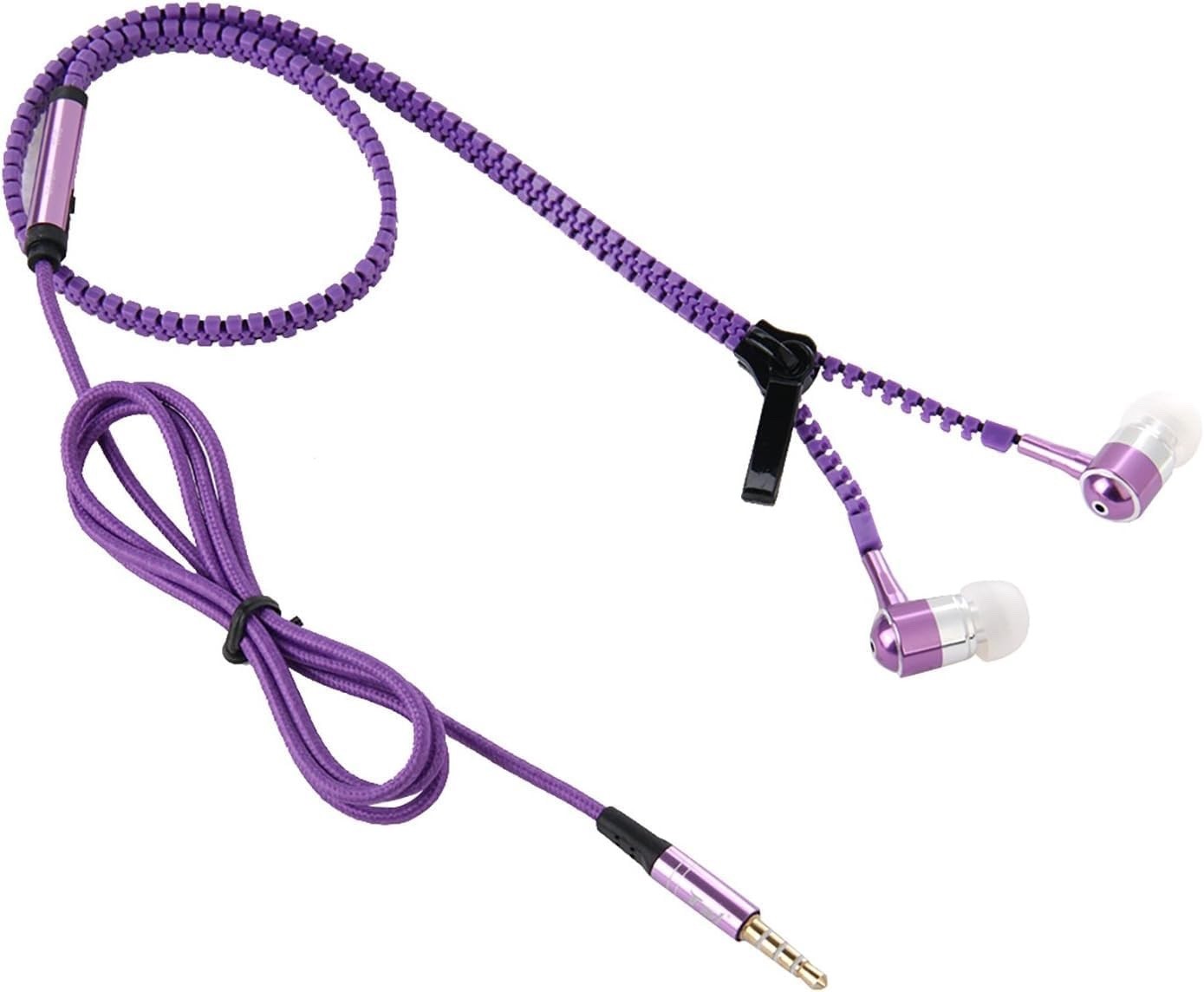 20 PACK Zipper In-Ear Stereo Earbuds Headphone Earphone Headset With Mic PURPLE
