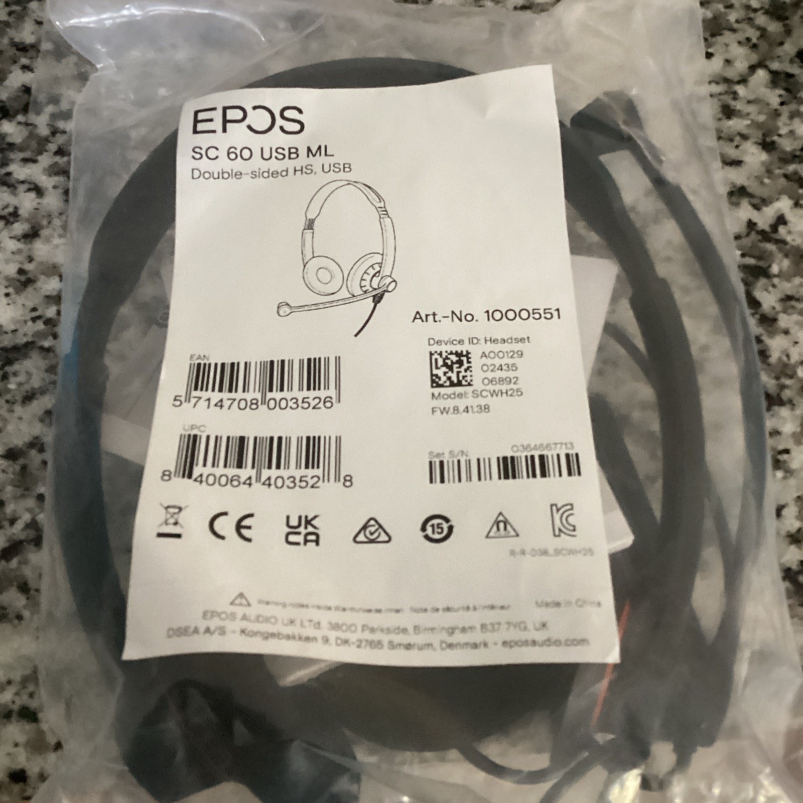 EPOS Impact SC 60 USB ML Stereo Headset Binaural Noise-Cancelling Wired NEW