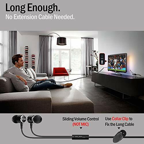 Headphones for TV with LONG CORD Earbuds 12FT / 3.5M Extension Cable Earphones