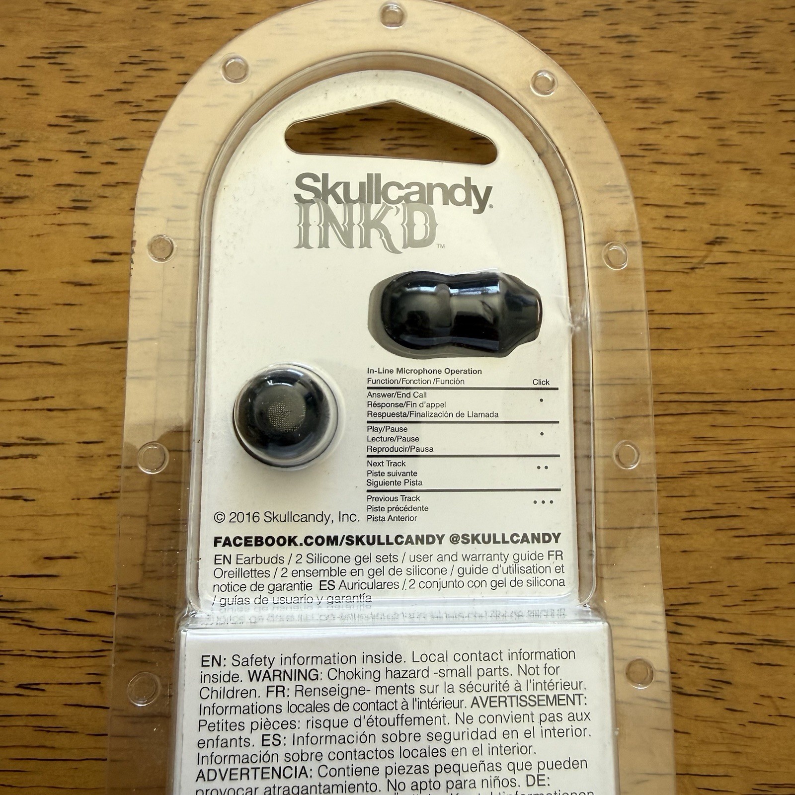 NEW Skullcandy Ink’d Microphone & Remote Black 2016 In-Line Earbuds 2 Silicone
