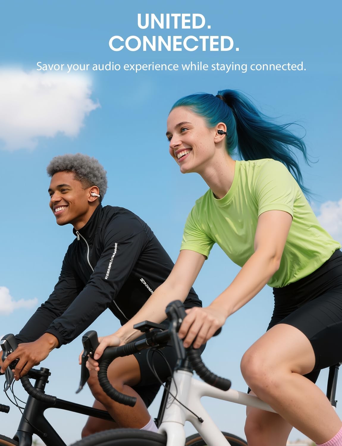 Open Ear Earbuds, Clip On Earbuds Wireless with 44H Playtime & Charging Case, Bl