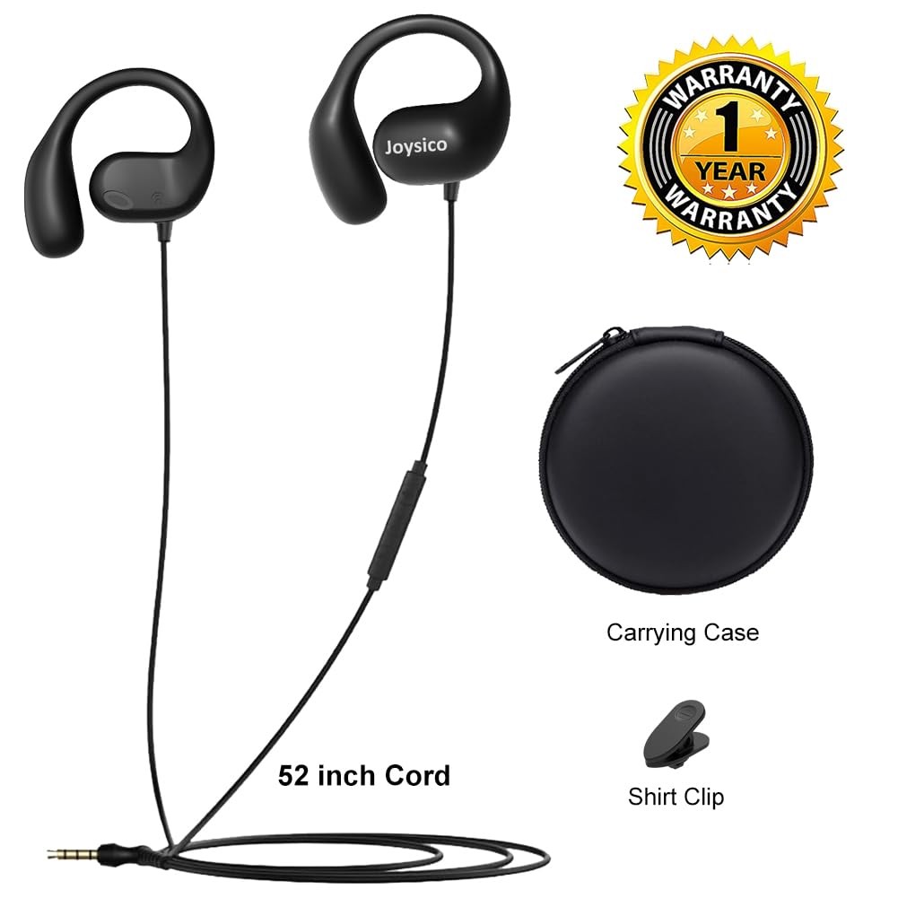 Wired Open Ear Headphones Microphone Volume Control Wrap Around Ear Hook