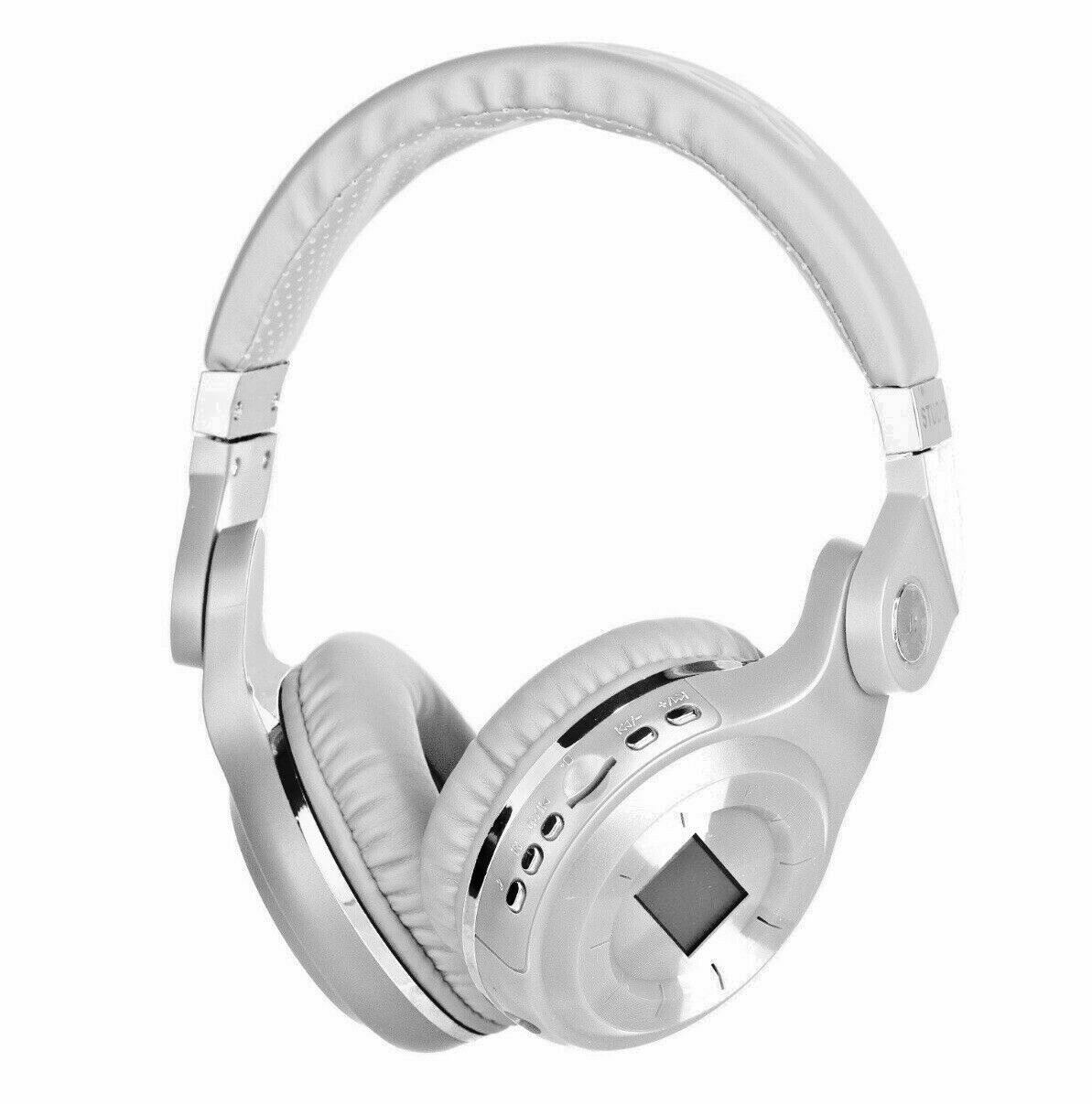 🔥 Vibes Studio Wireless Headset Bluetooth SD FM Radio WHITE/Silver Fodable NEW!