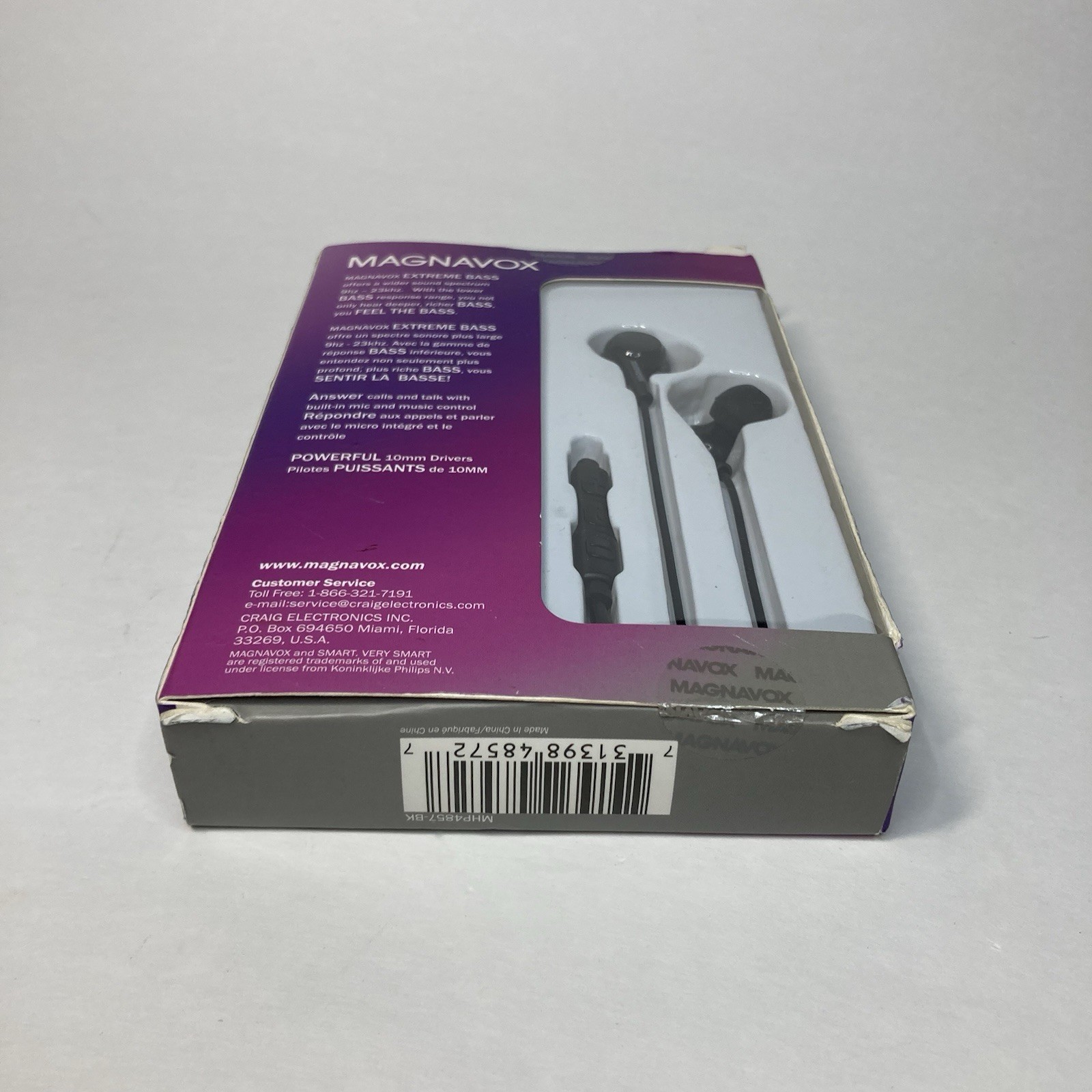 Magnavox In-Ear Silicone Earbuds Extreme Bass w/ 3.5mm Headphone Jack Black NEW