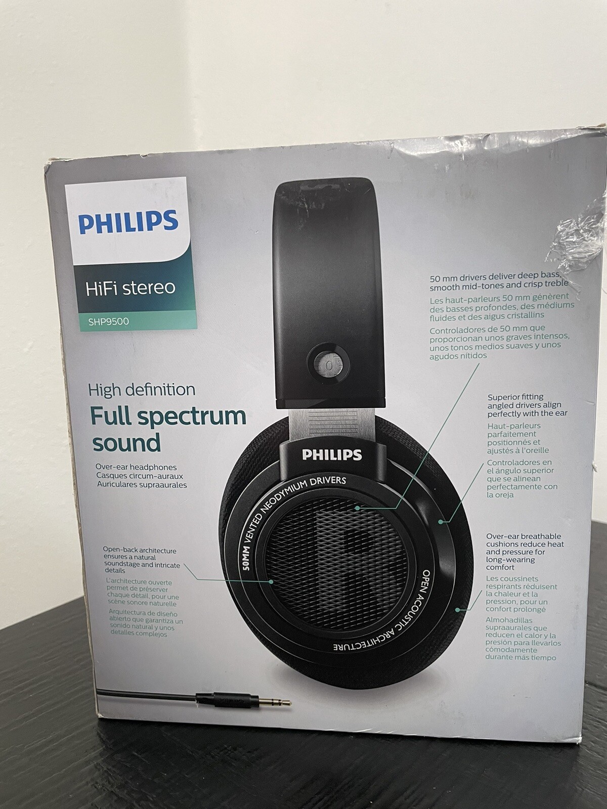 Philips SHP9500 HiFi Stereo Over-Ear Headphones – Black