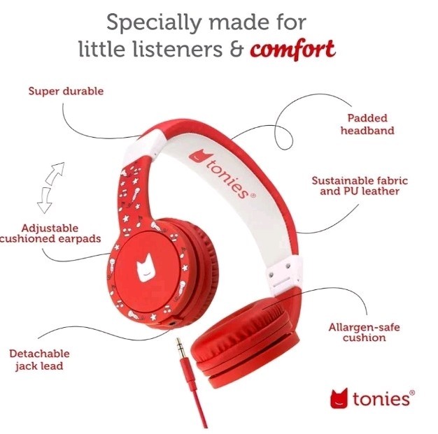Red Headphones For Kids-Toniebox 1 – Open Box, Missing Cable