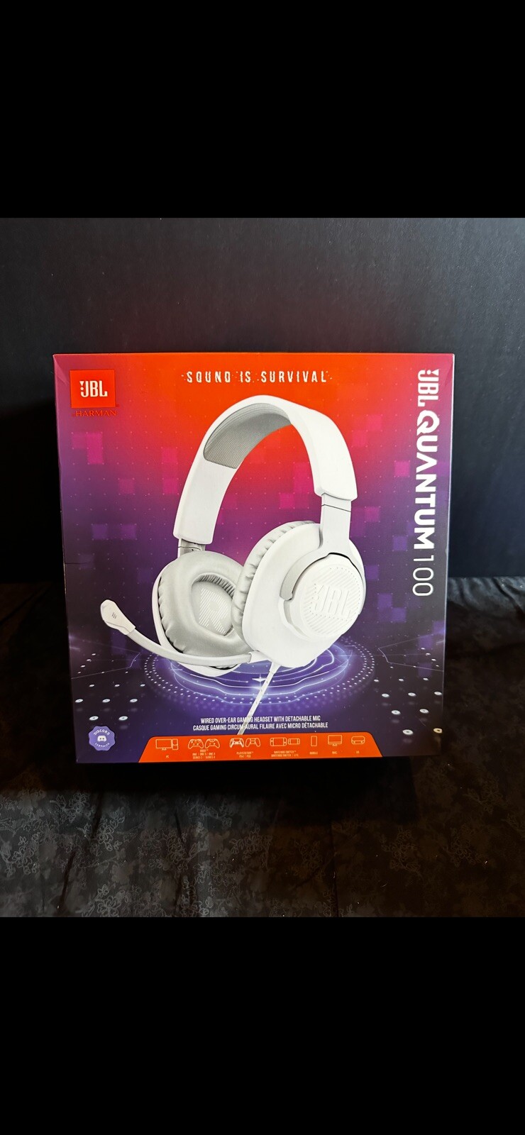 JBL Quantum 100 Wired Gaming Headset Headphones With Detachable Voice Microphone