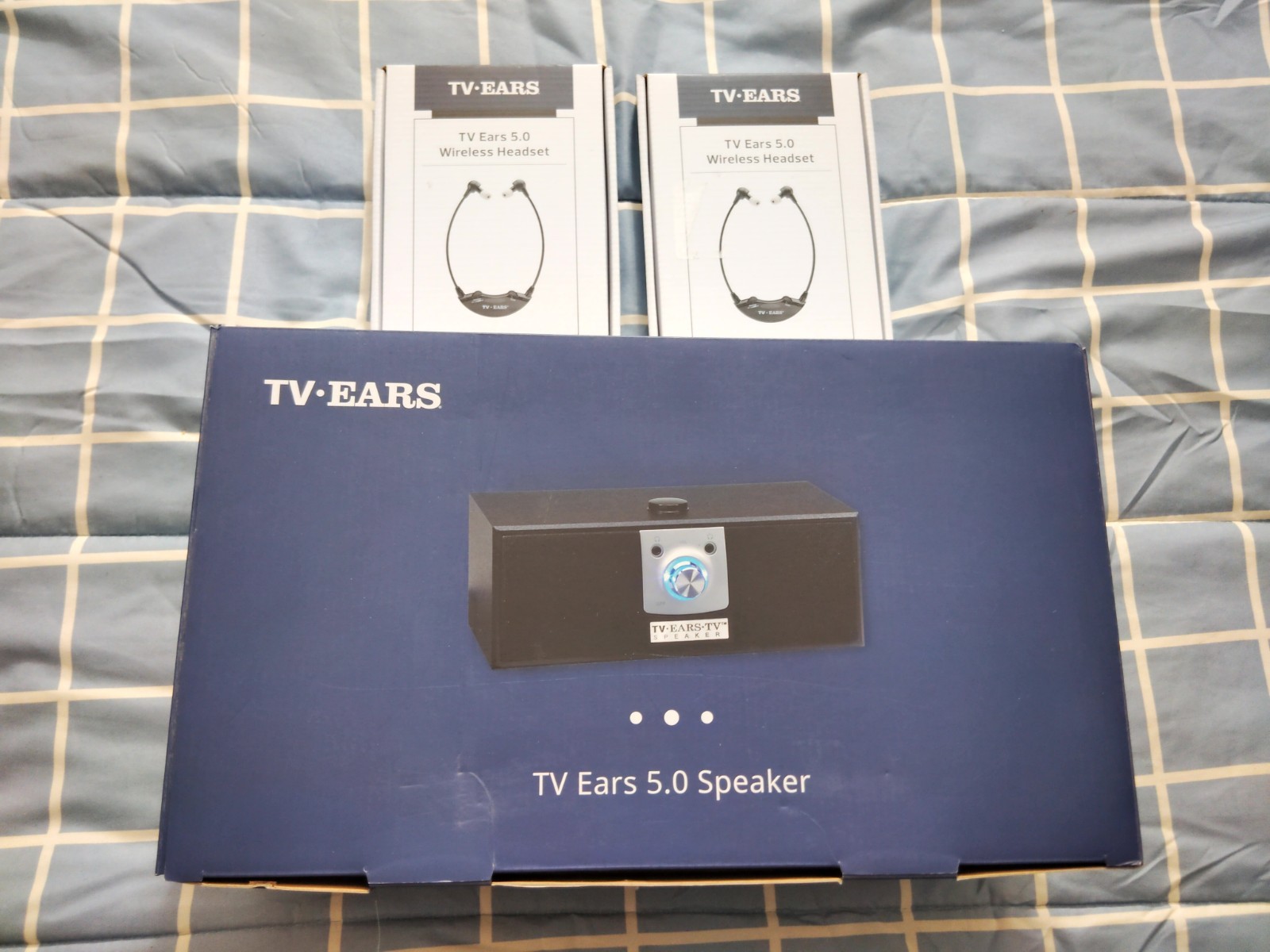 COMPLETE SET TV Ears 5.0 Wireless Speaker, 2 Headsets for People w Hearing Loss