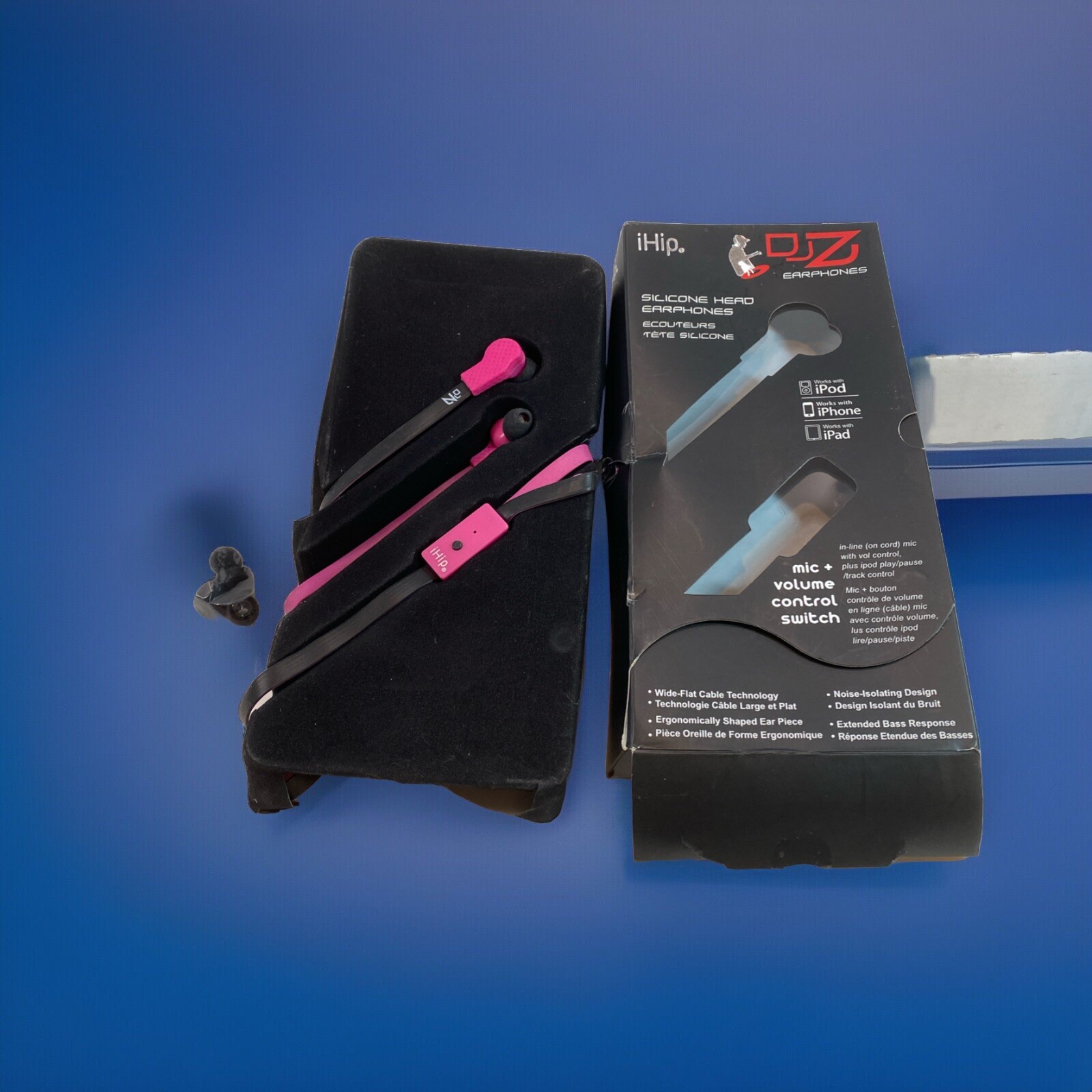 iHip DJZ Earphones High Performance Mic & Volume Control Noise Isolating Pink