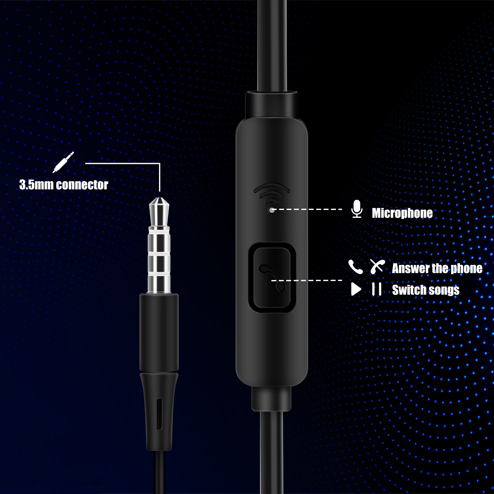 Universal 3.5mm/Type-c Wired Headphones In-ear/Flat Head W/mic For Samsung NEW